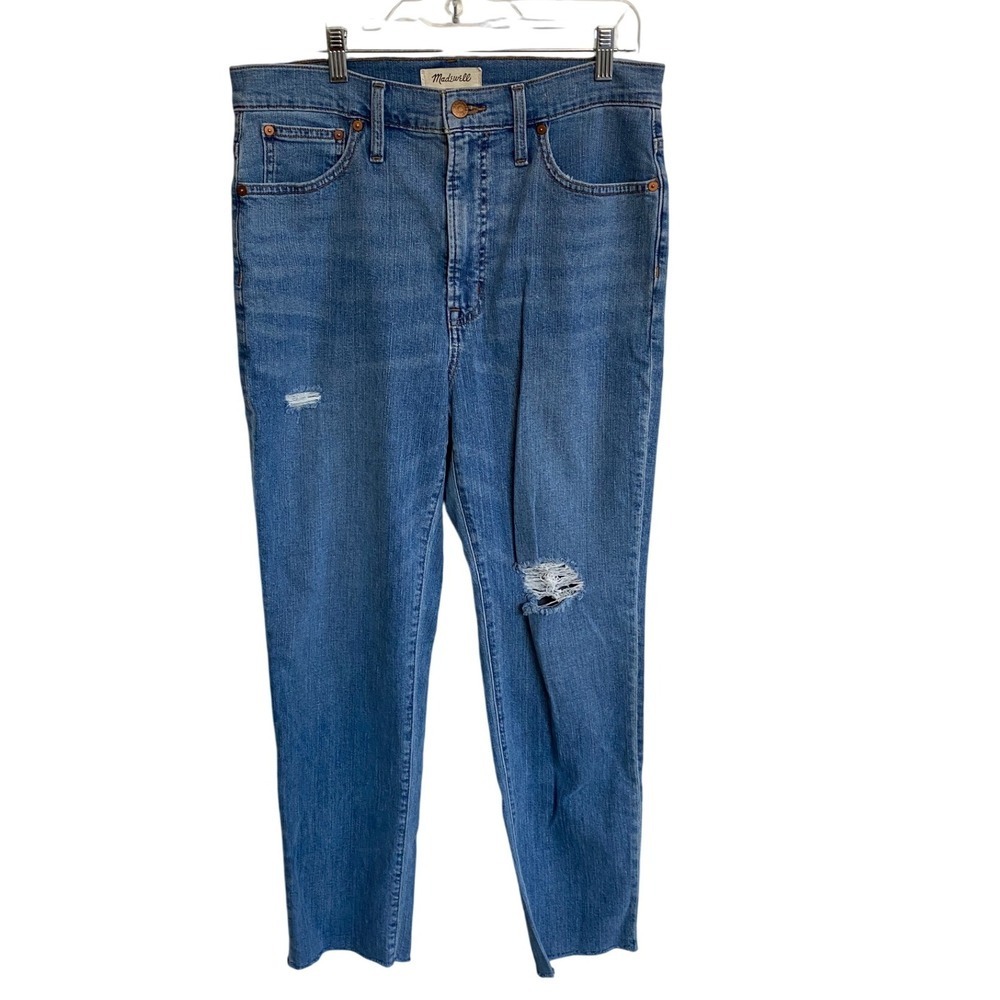 Madewell The Perfect Vintage Jean Distressed‎ Ripped Fray Hem Denim Size 30